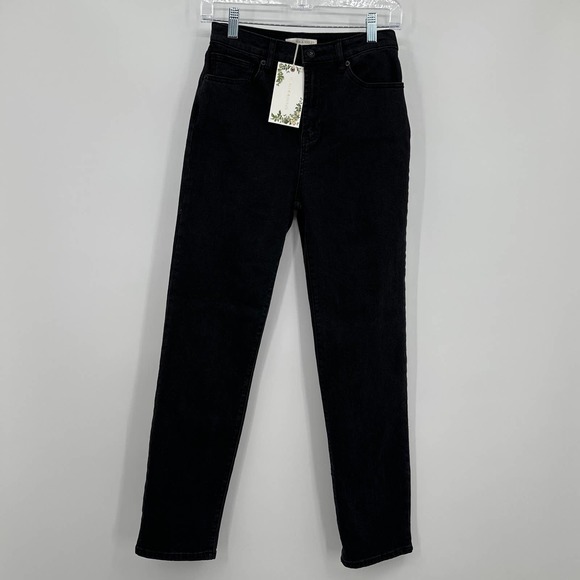 Chelsea & Violet Jeans Denim Straight Leg High Waist Black Size 26 NWT - Picture 1 of 7